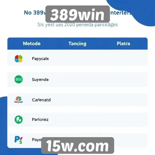 Comparativo de métodos de pagamento no 389win